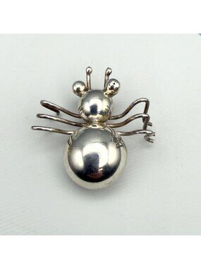 Vintage Taxco Mexico Sterling Silver Spider Pin Brooch